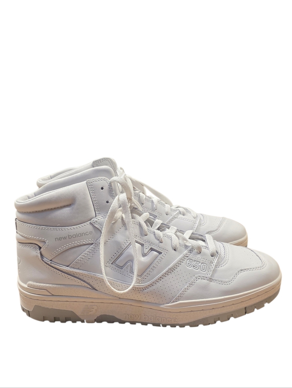 New Balance 650 High Top Sneakers White Leather Basketball Shoes Men's Size 11.5
